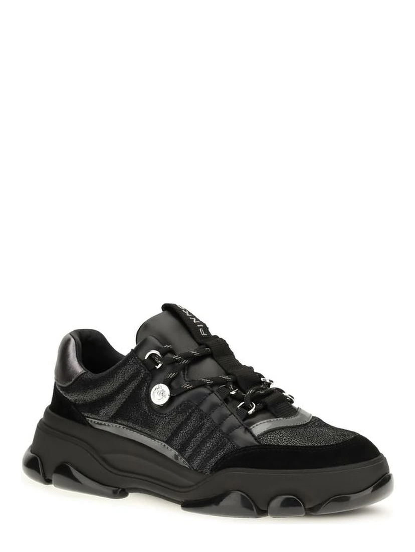 Black Calf Leather Bos Taurus Chunky Sneakers
