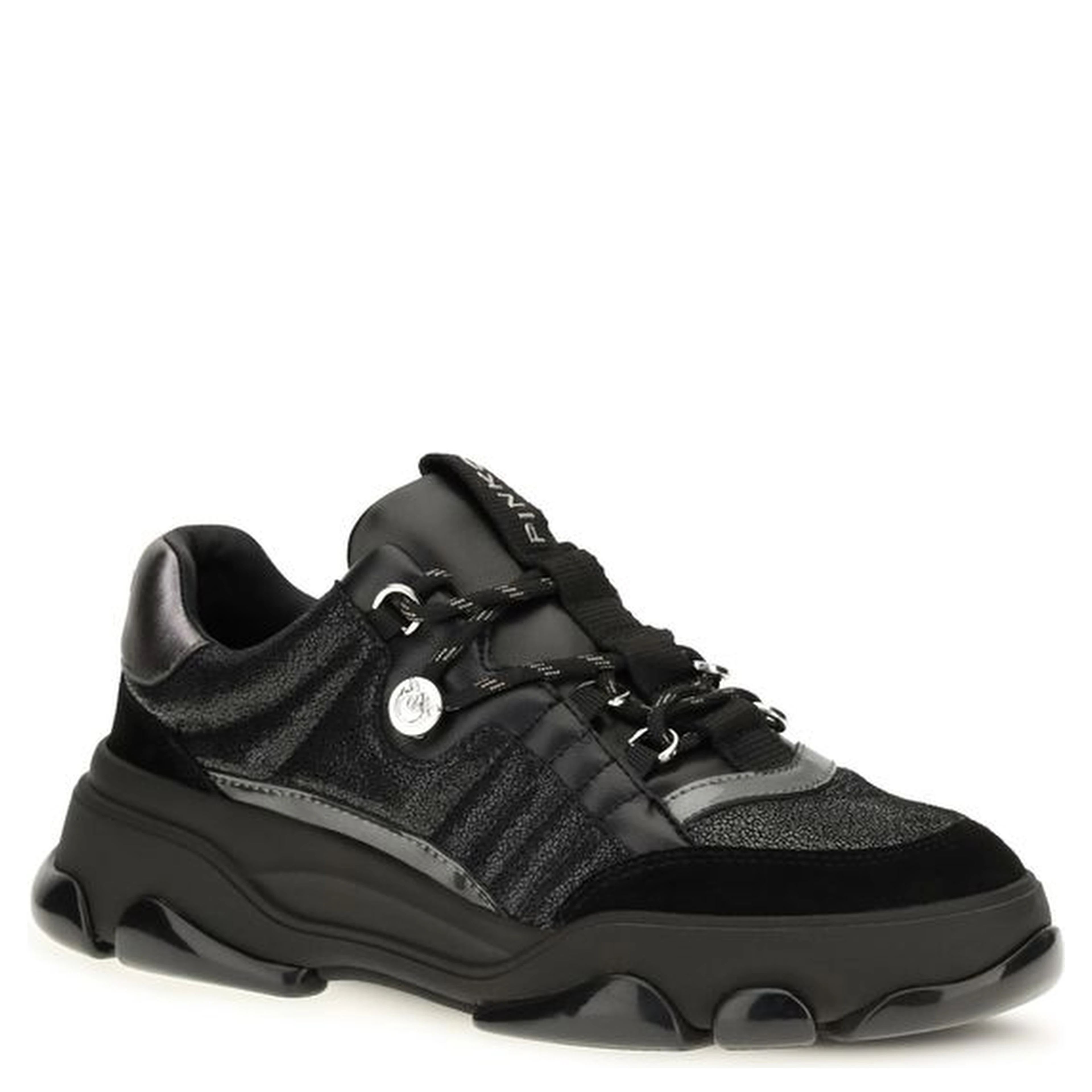 Black Calf Leather Bos Taurus Chunky Sneakers