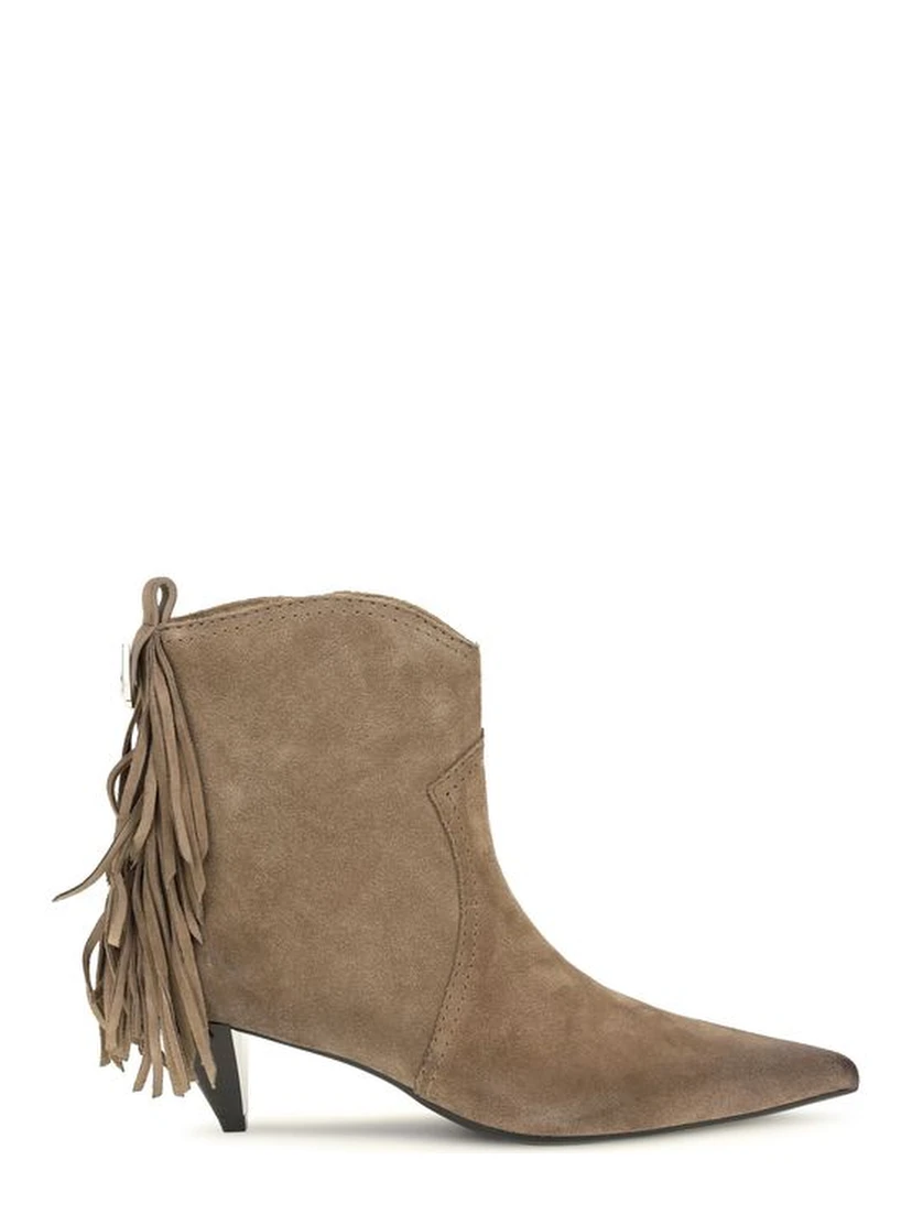 Beige Calf Leather Bos Taurus Ankle Boots