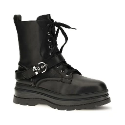 Black Calf Leather Bos Taurus Lace-Up Boots