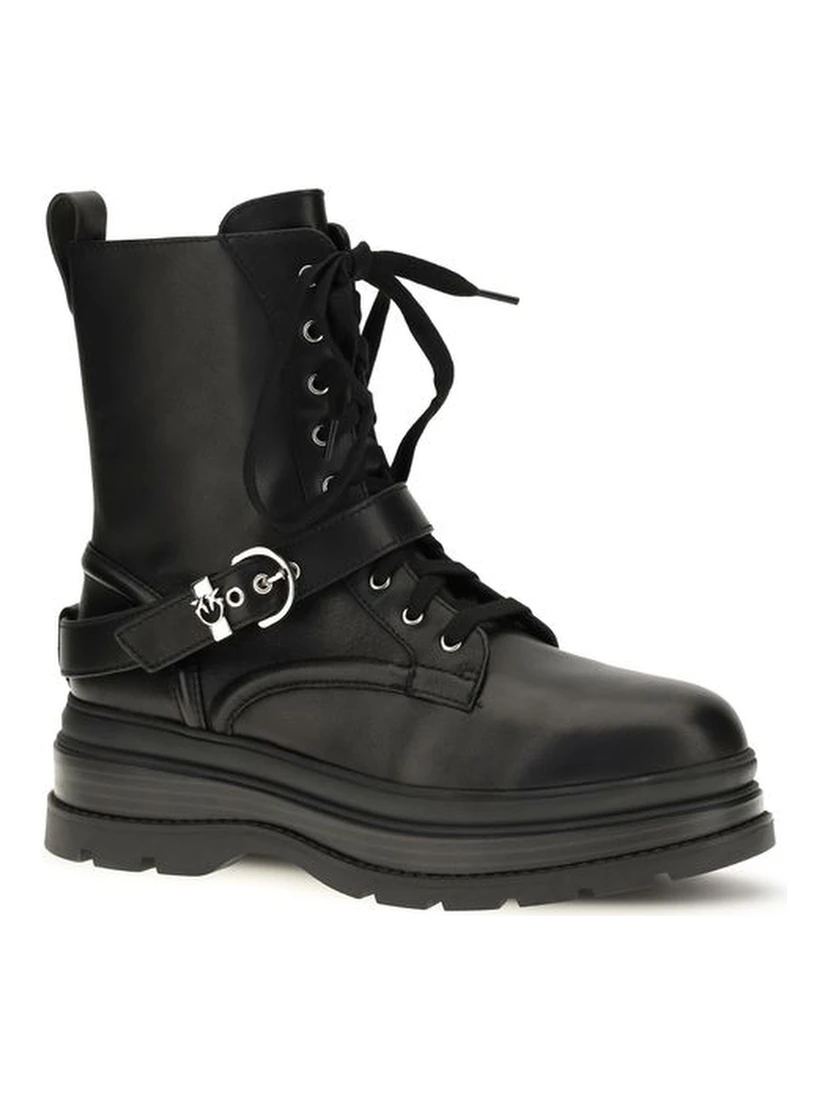Black Calf Leather Bos Taurus Lace-Up Boots