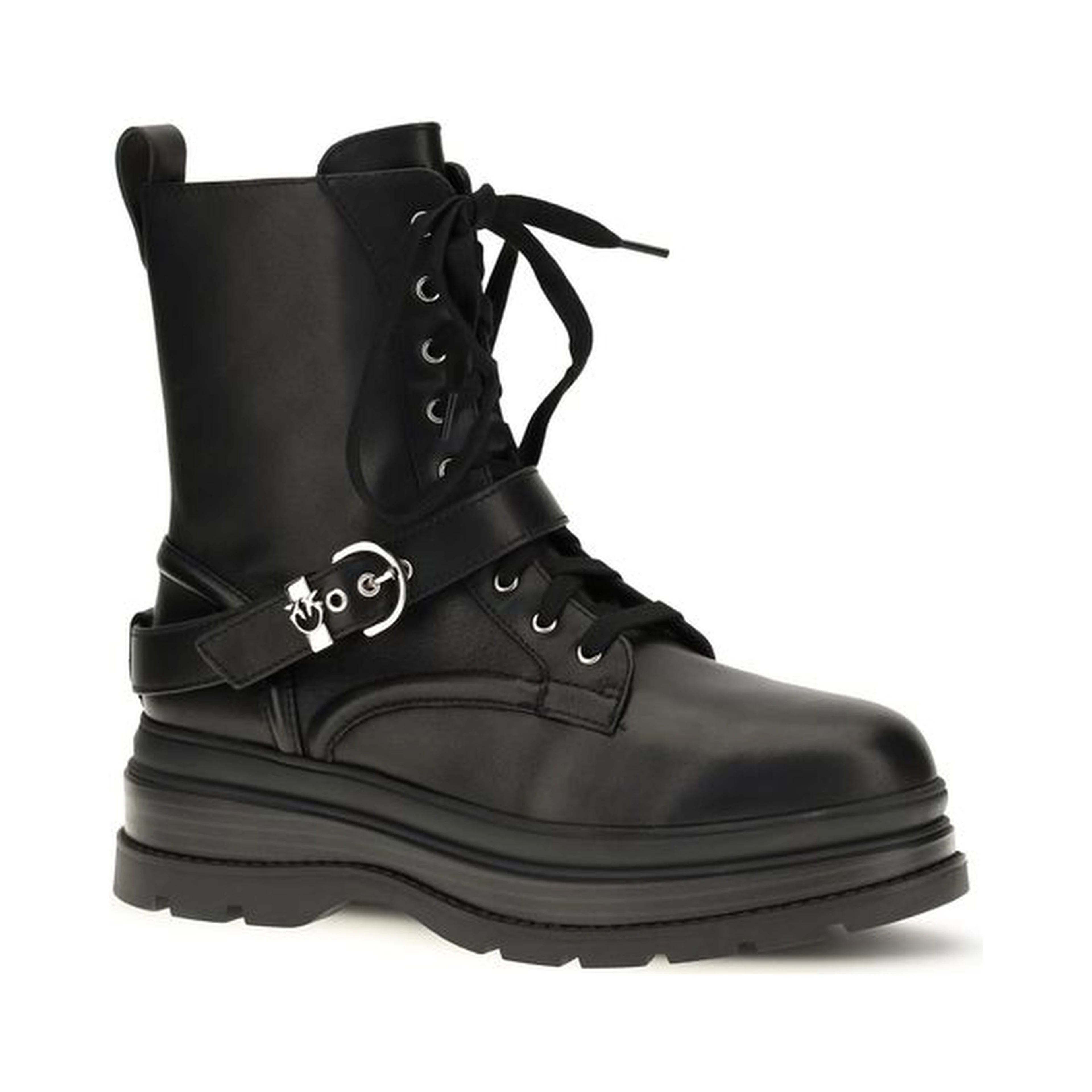 Black Calf Leather Bos Taurus Lace-Up Boots