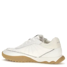 White Fabric Low Top Sneakers