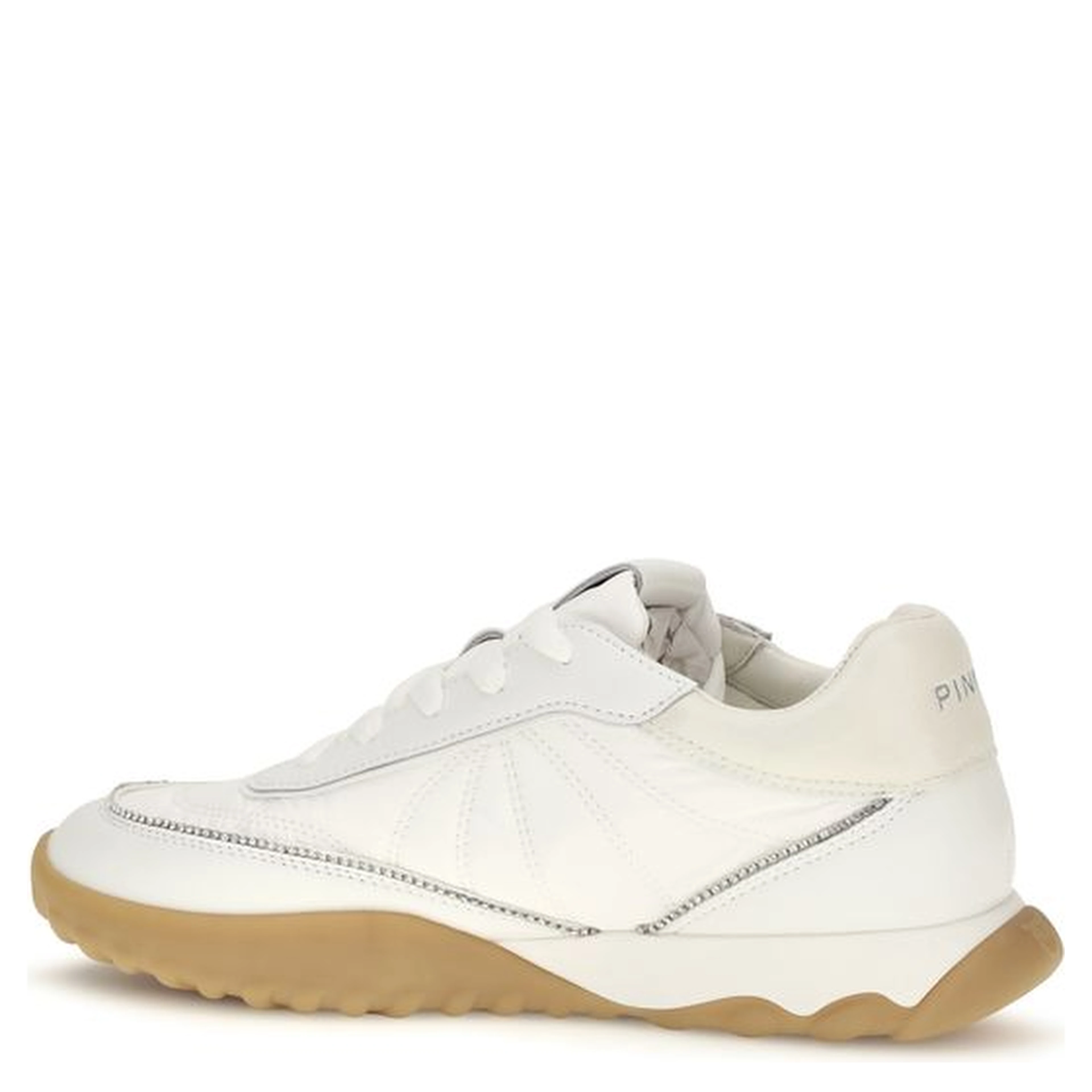 White Fabric Low Top Sneakers