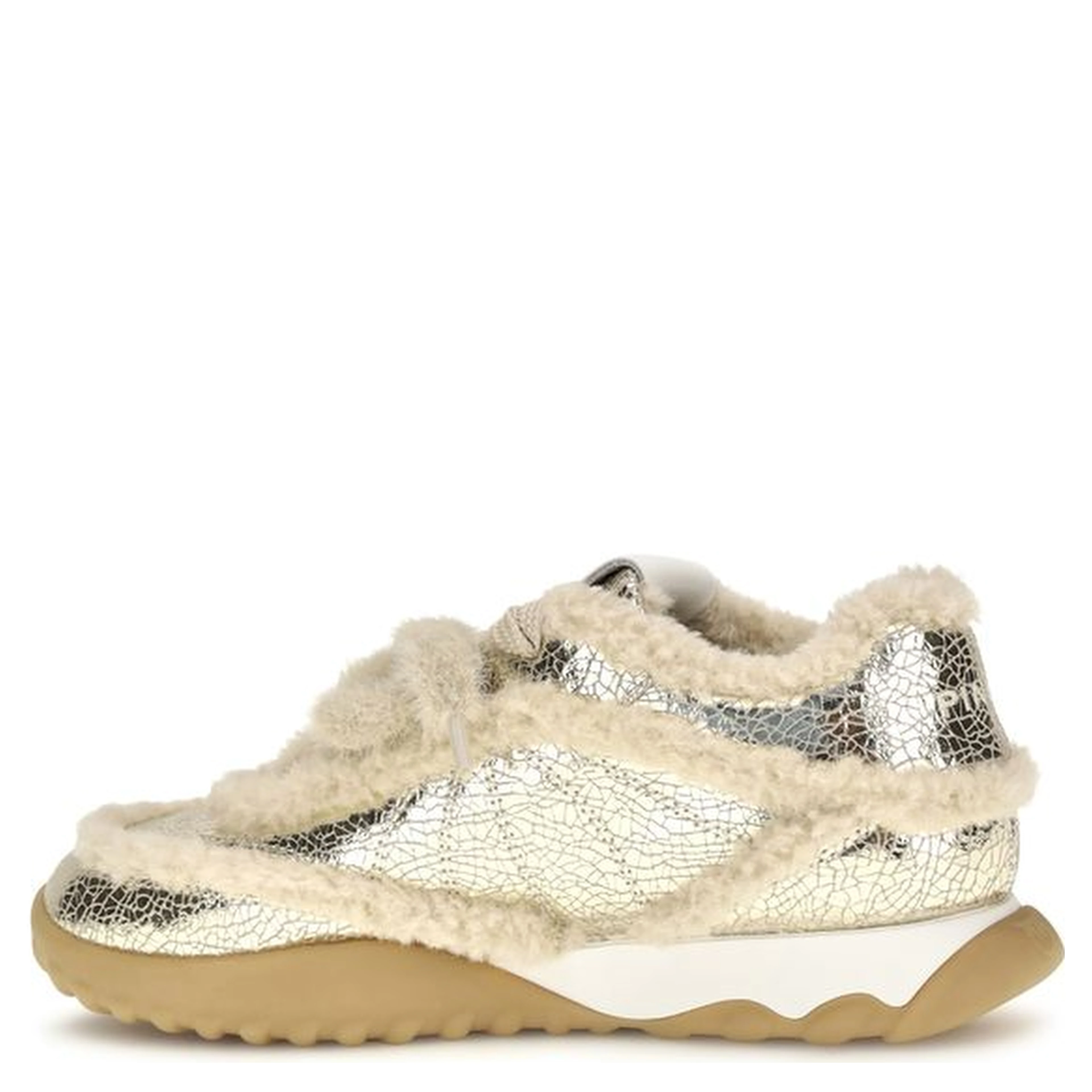 Silver Calf Leather Bos Taurus Chunky Sneakers