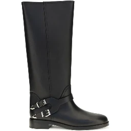 Black Calf Leather Bos Taurus Flat Boots