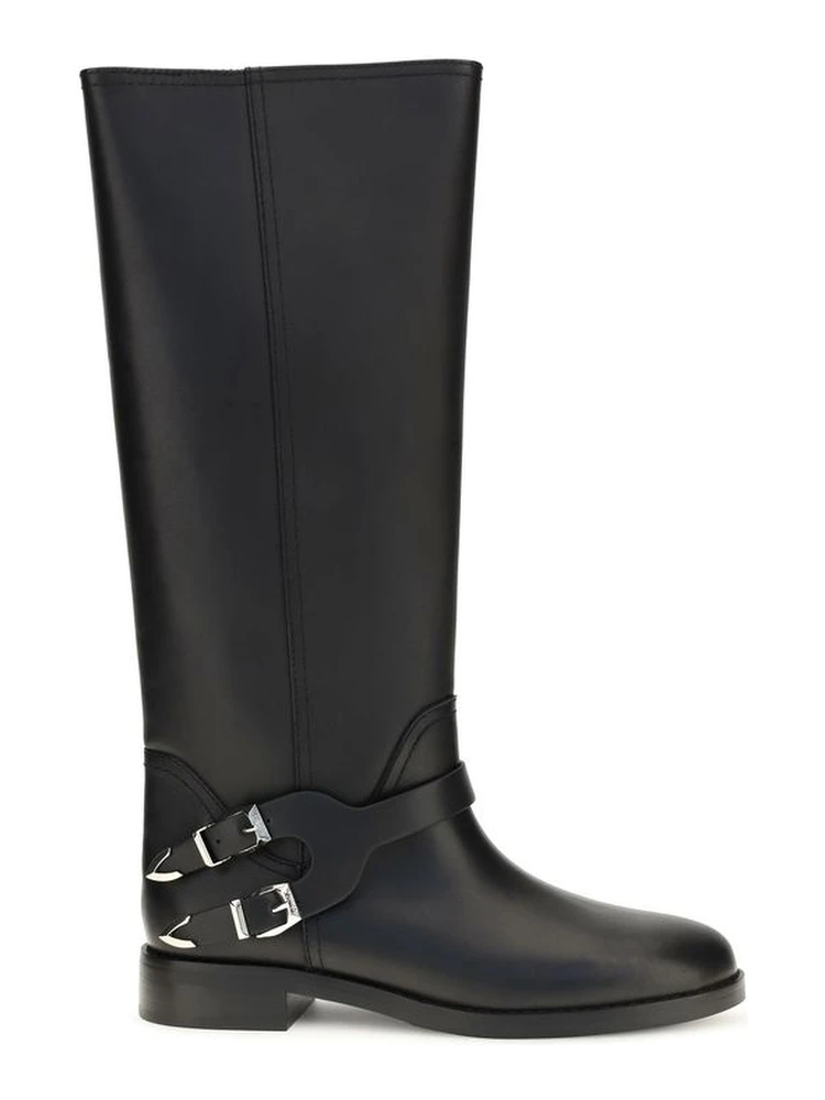 Black Calf Leather Bos Taurus Flat Boots