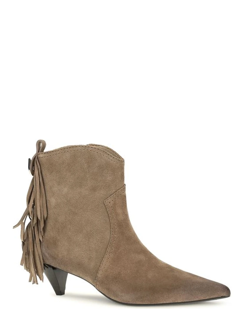 Beige Calf Leather Bos Taurus Ankle Boots