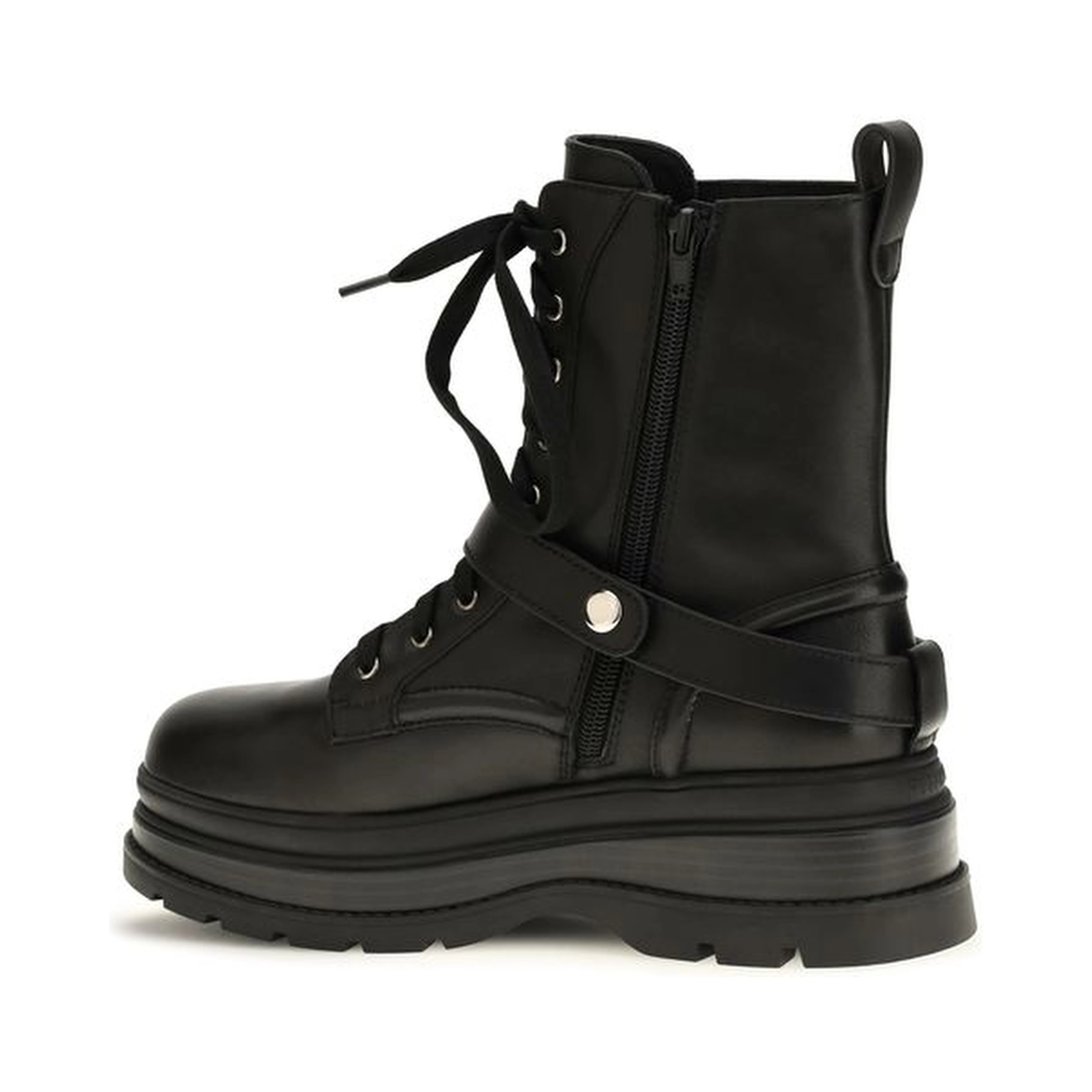 Black Calf Leather Bos Taurus Lace-Up Boots
