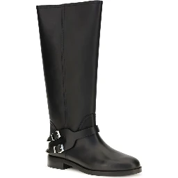 Black Calf Leather Bos Taurus Flat Boots