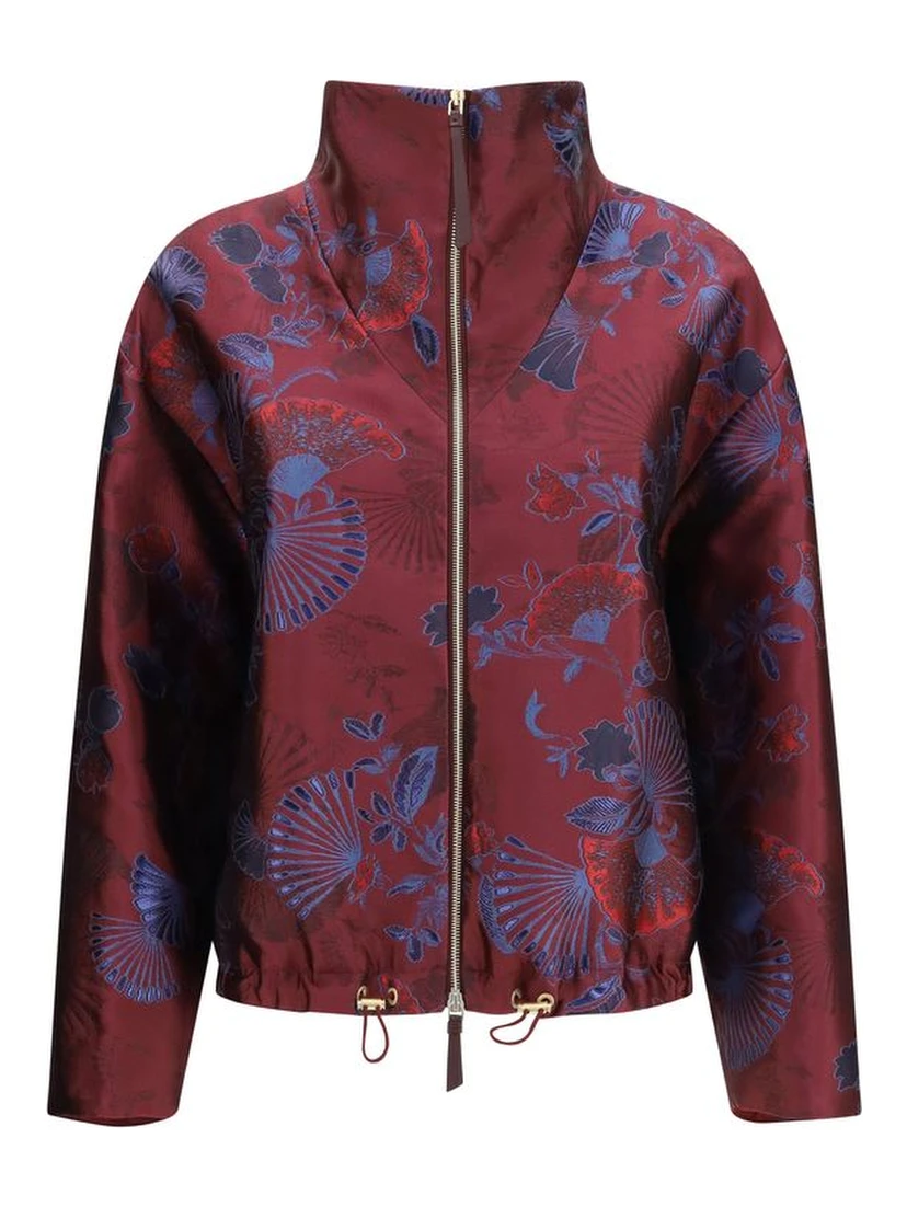 Bordeaux Polyester Full-Length Jacket