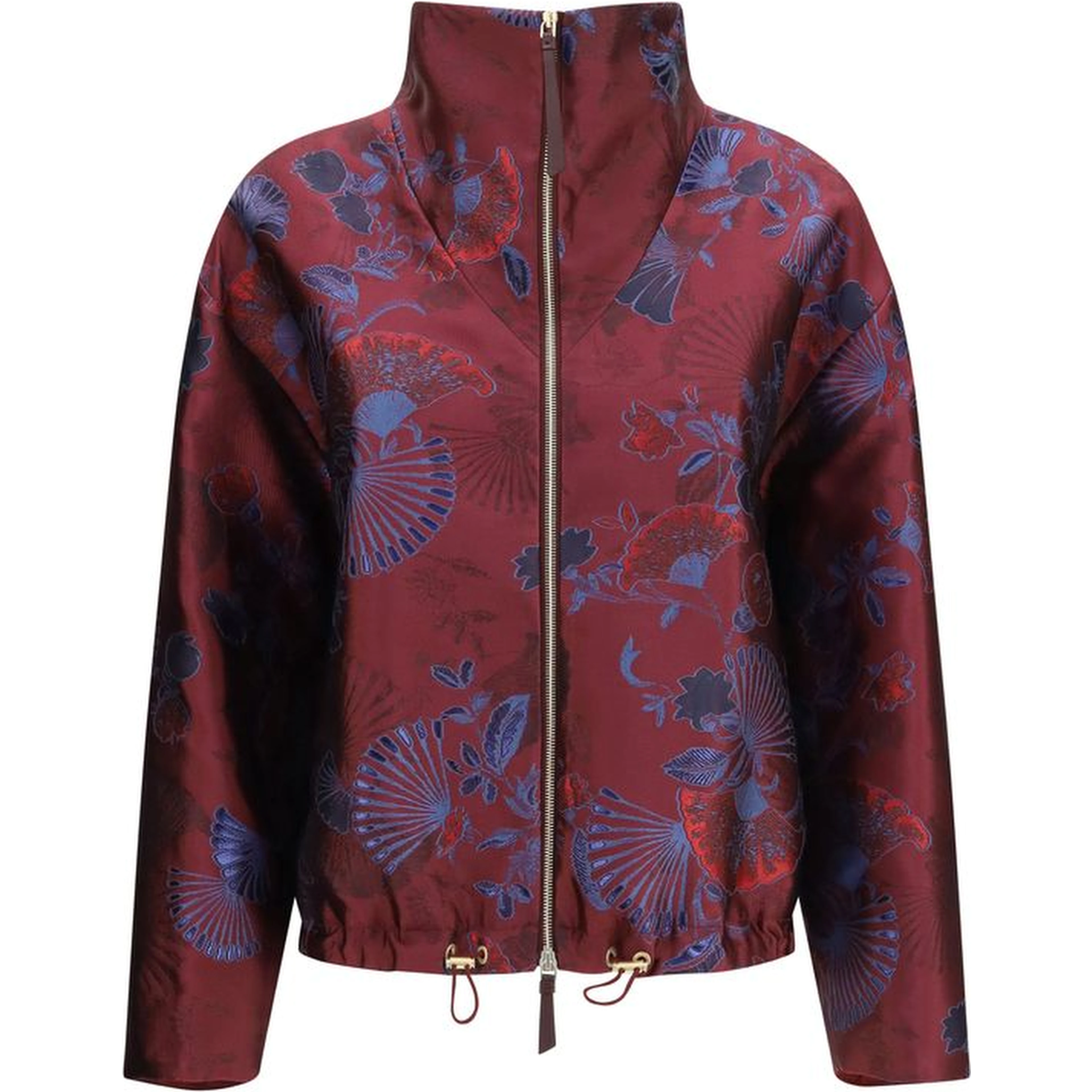 Bordeaux Polyester Full-Length Jacket