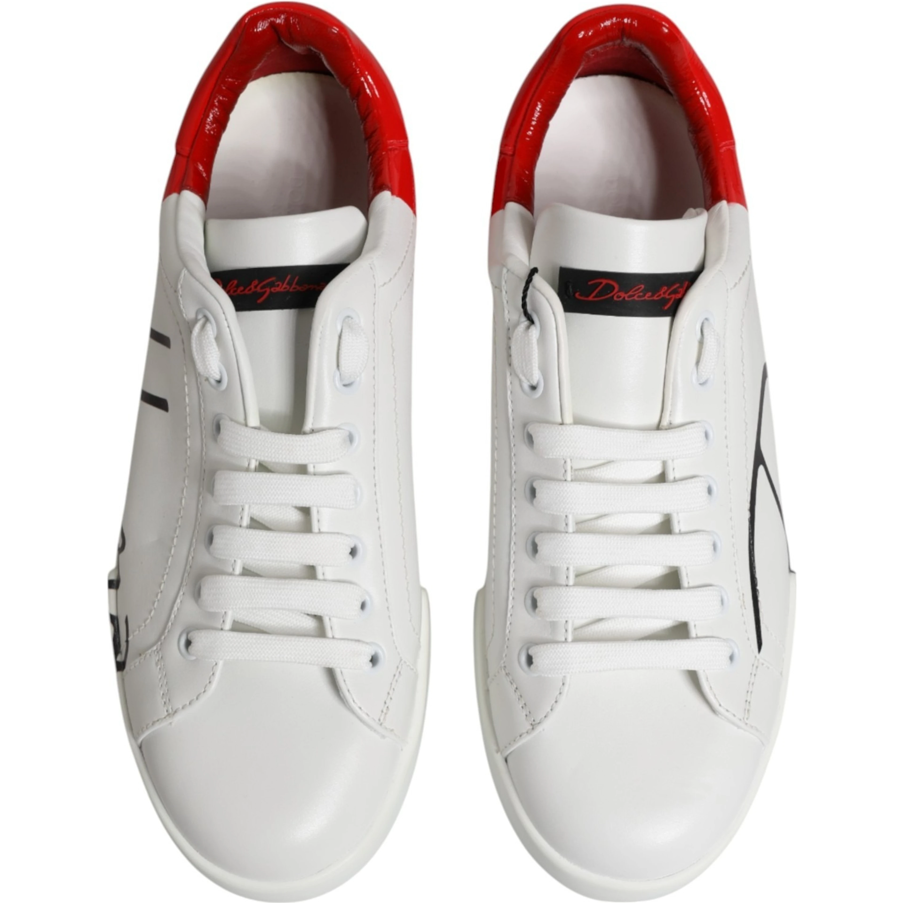 White Red Leather Logo Portofino Sneakers Shoes