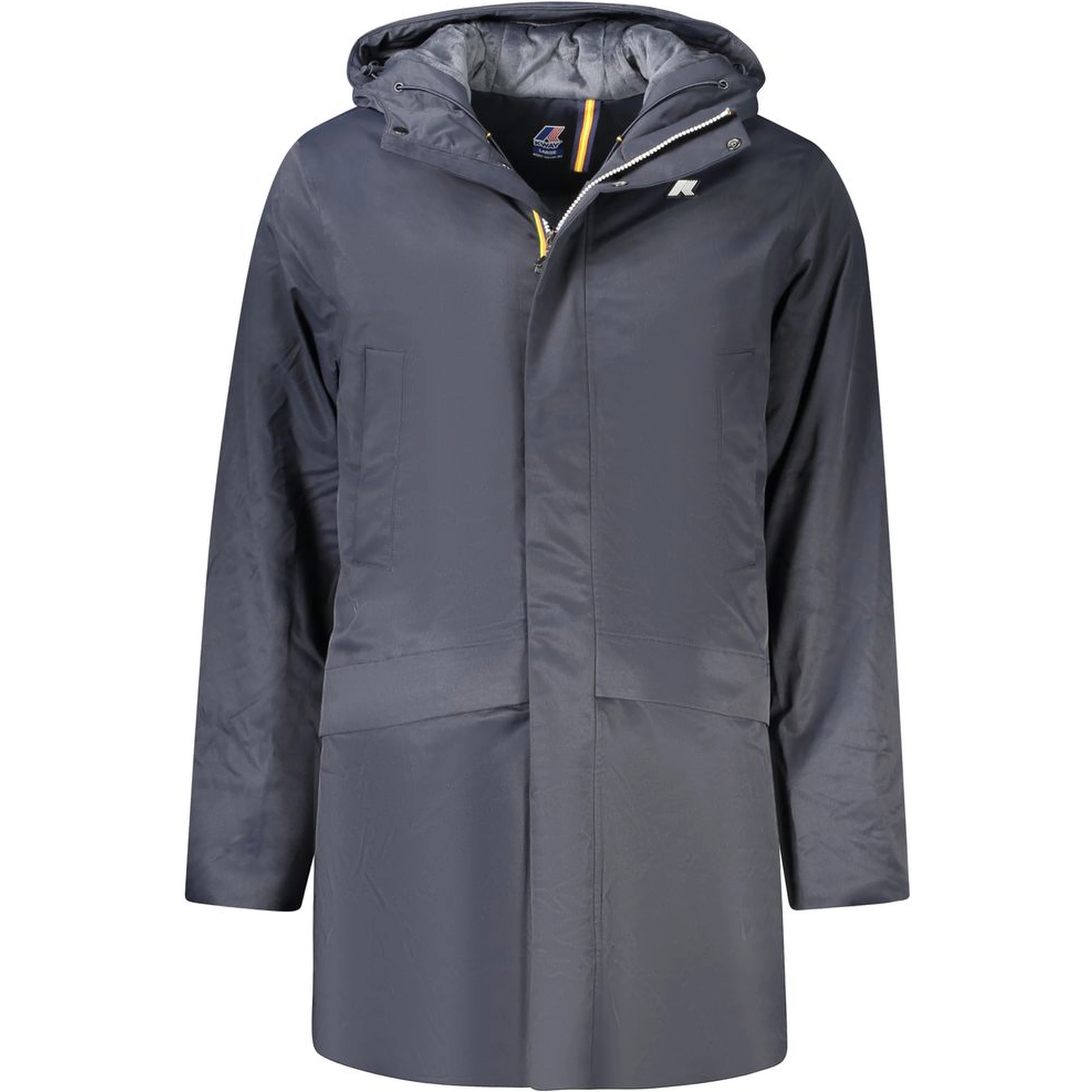 Blue Polyester Men's Jacket with Hood and Pockets