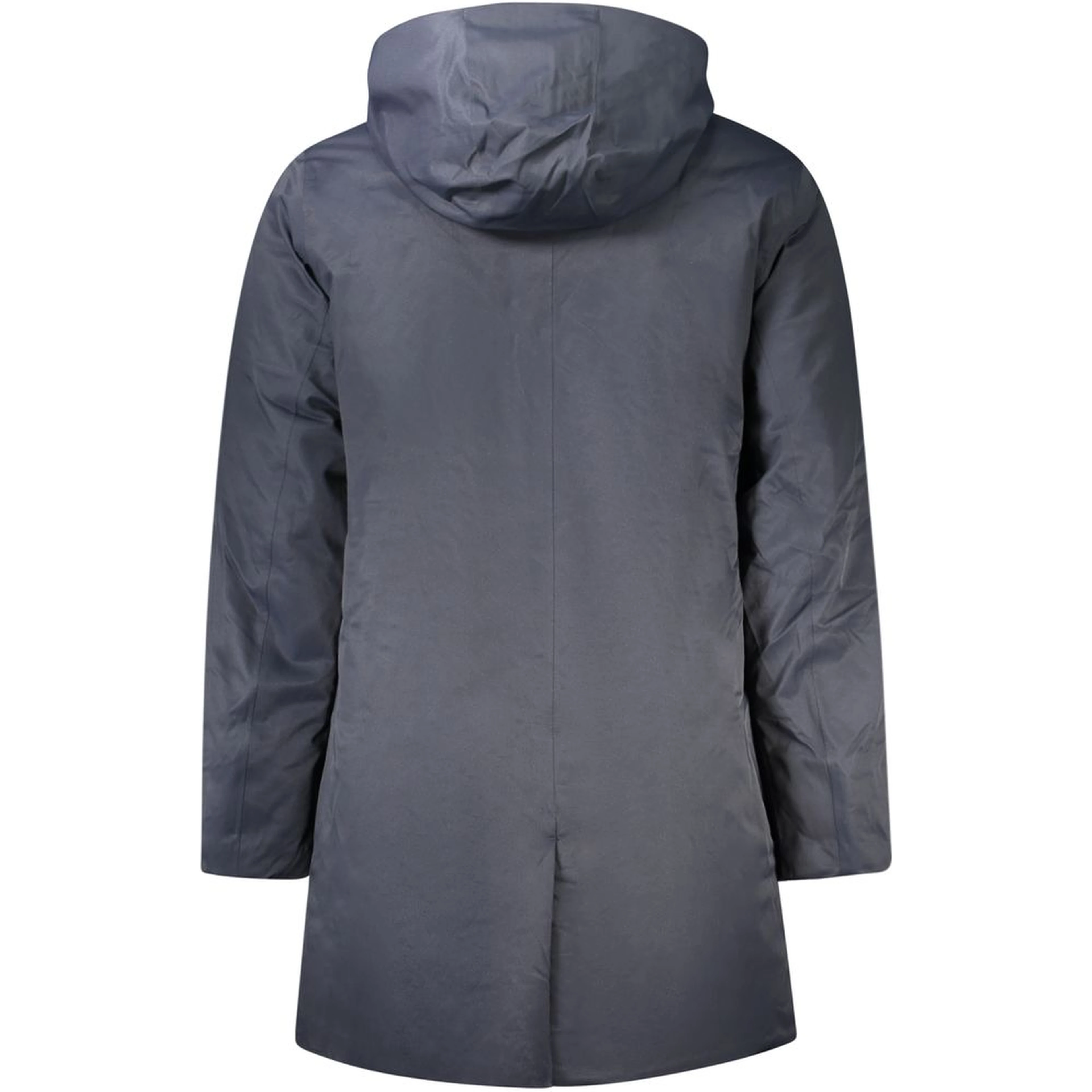 Blue Polyester Men's Jacket with Hood and Pockets
