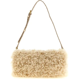 Beige Polyester Clutch Bag