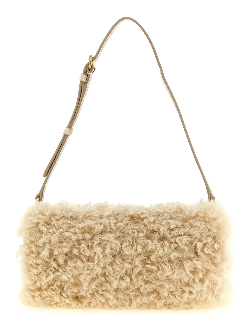 Beige Polyester Clutch Bag