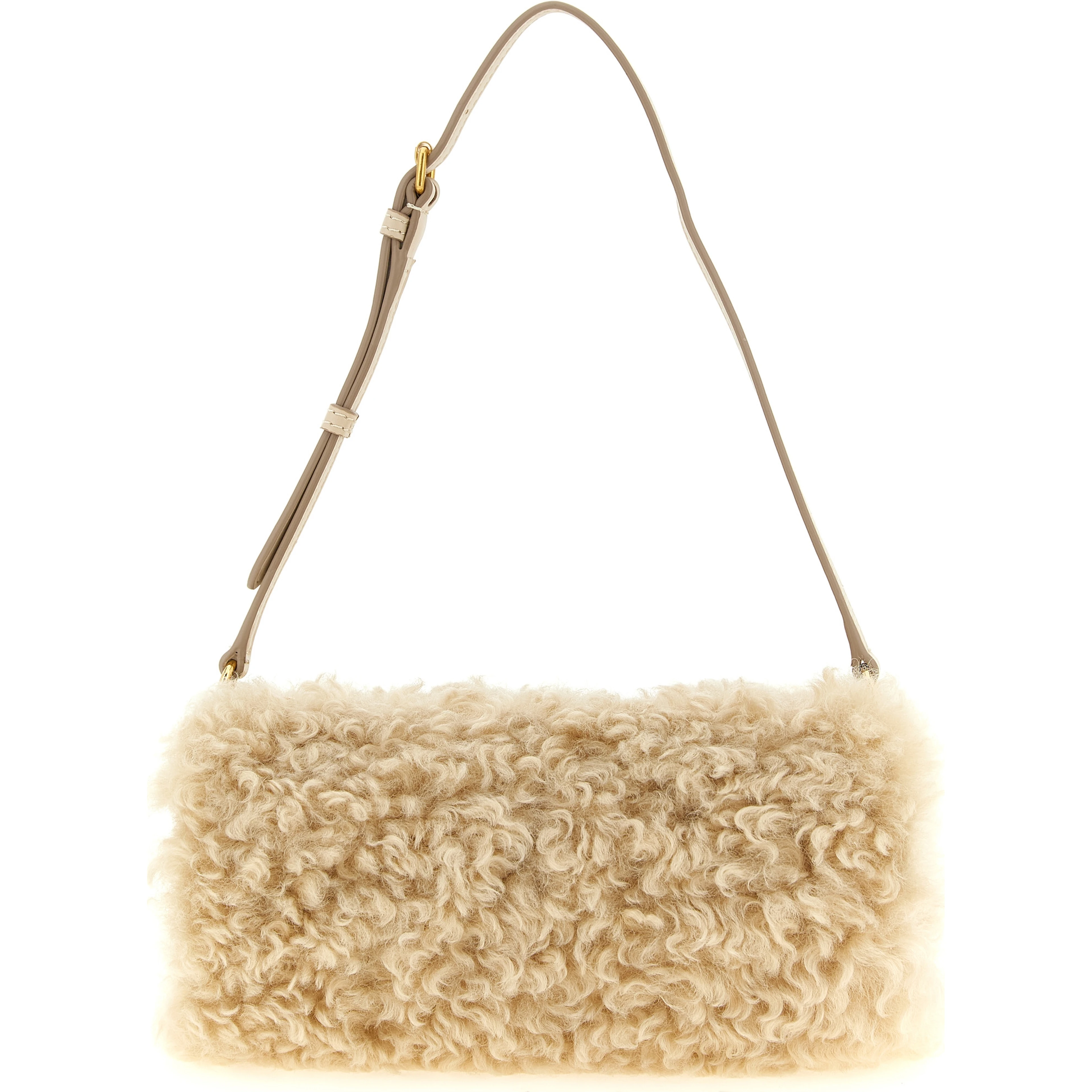 Beige Polyester Clutch Bag