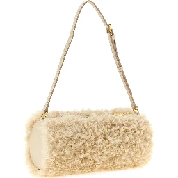Beige Polyester Clutch Bag