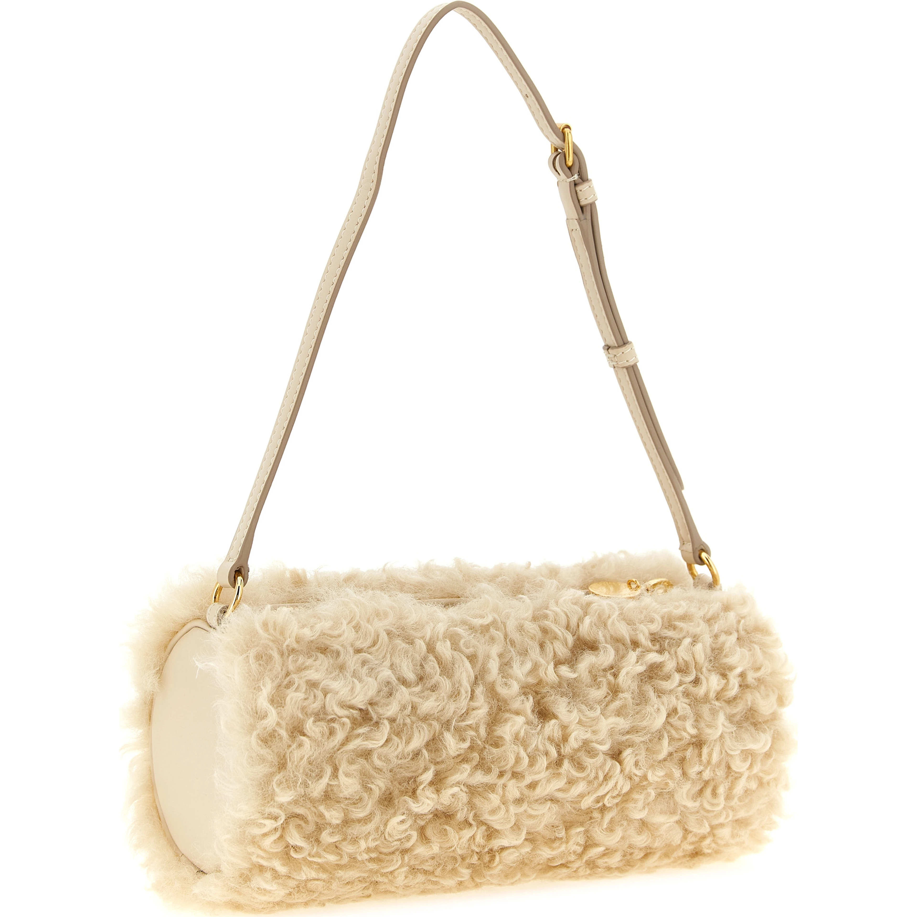 Beige Polyester Clutch Bag