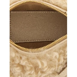 Beige Polyester Clutch Bag