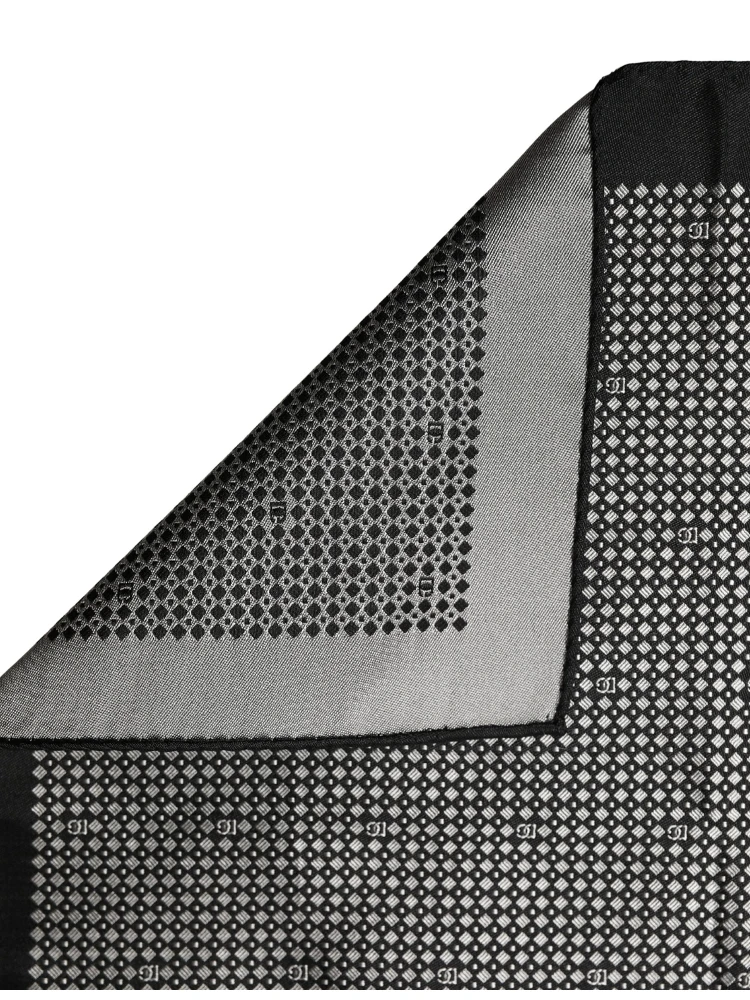 Black White Patterned Pocket Square Scarf