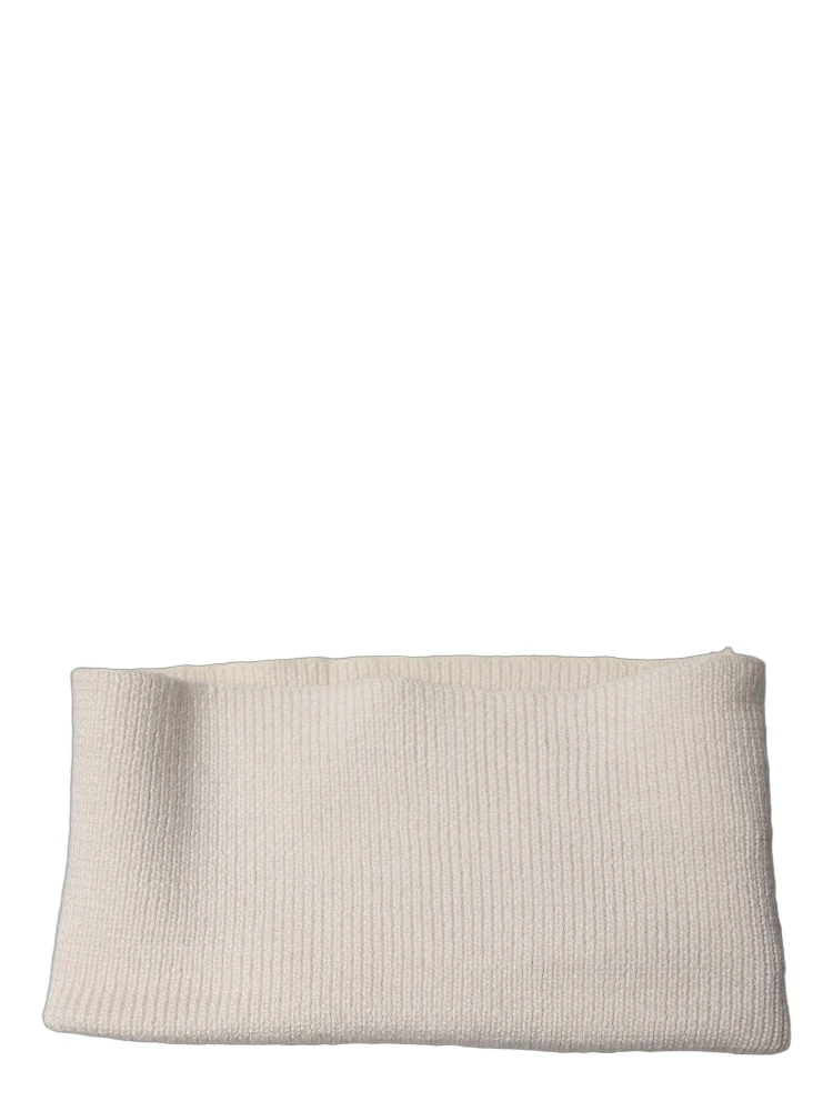 Men White Polyester Knitted Neck Warmer Scarf