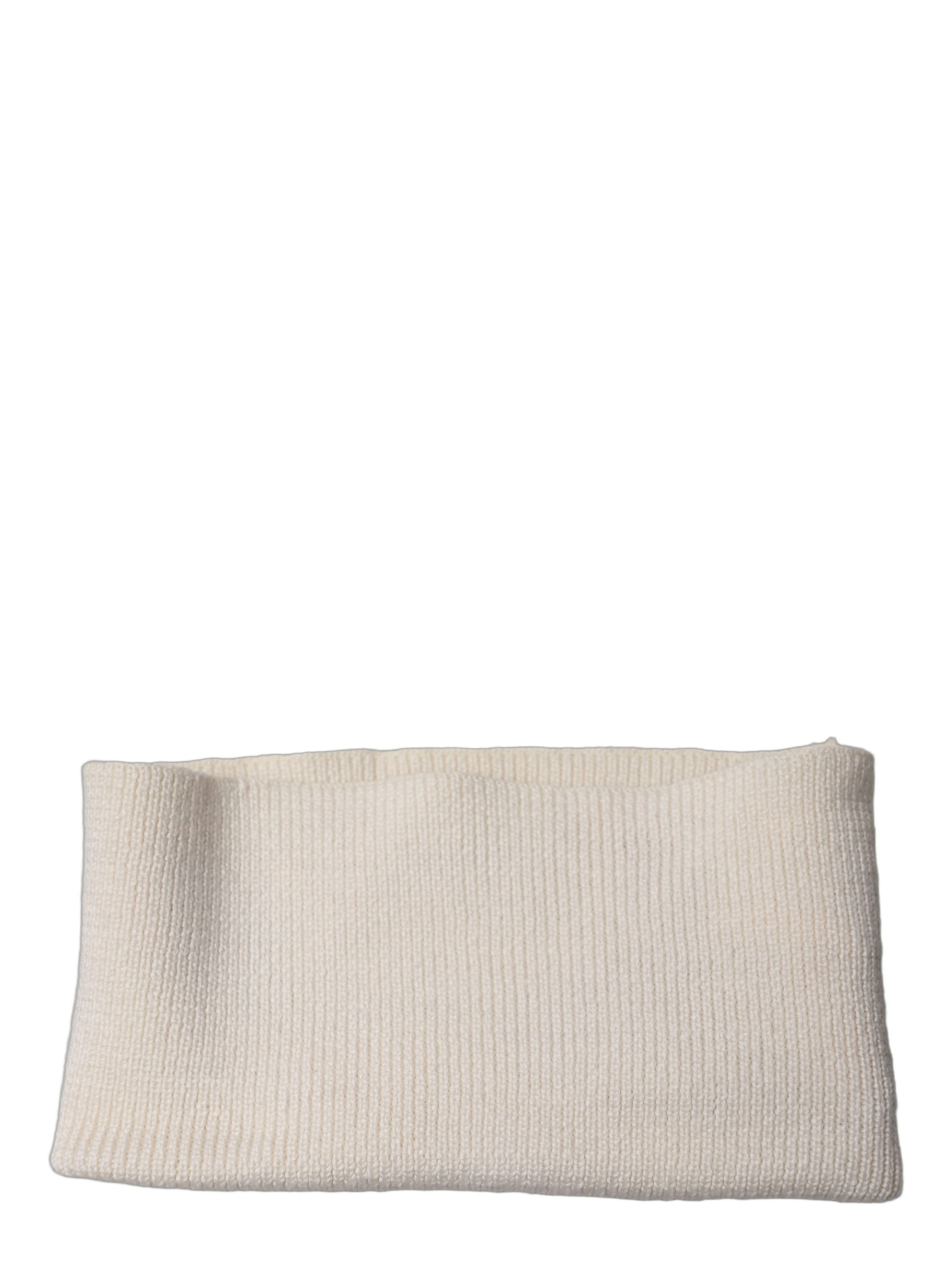 Men White Polyester Knitted Neck Warmer Scarf
