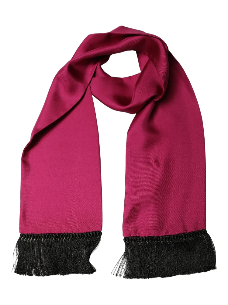 Men Burgundy Silk Fringed Lace Stole Scarf