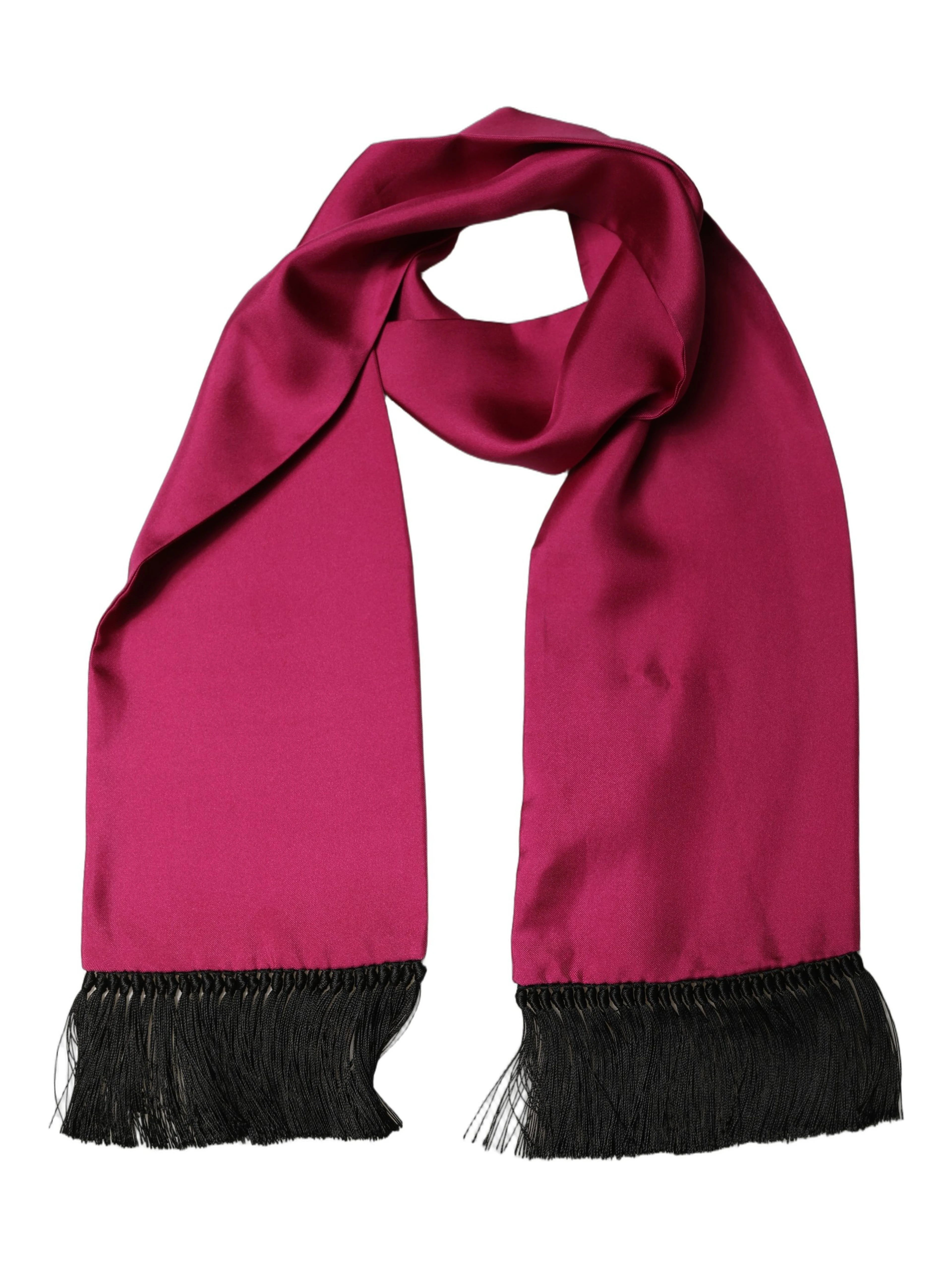 Men Burgundy Silk Fringed Lace Stole Scarf