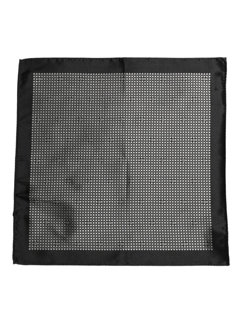 Black White Patterned Pocket Square Scarf