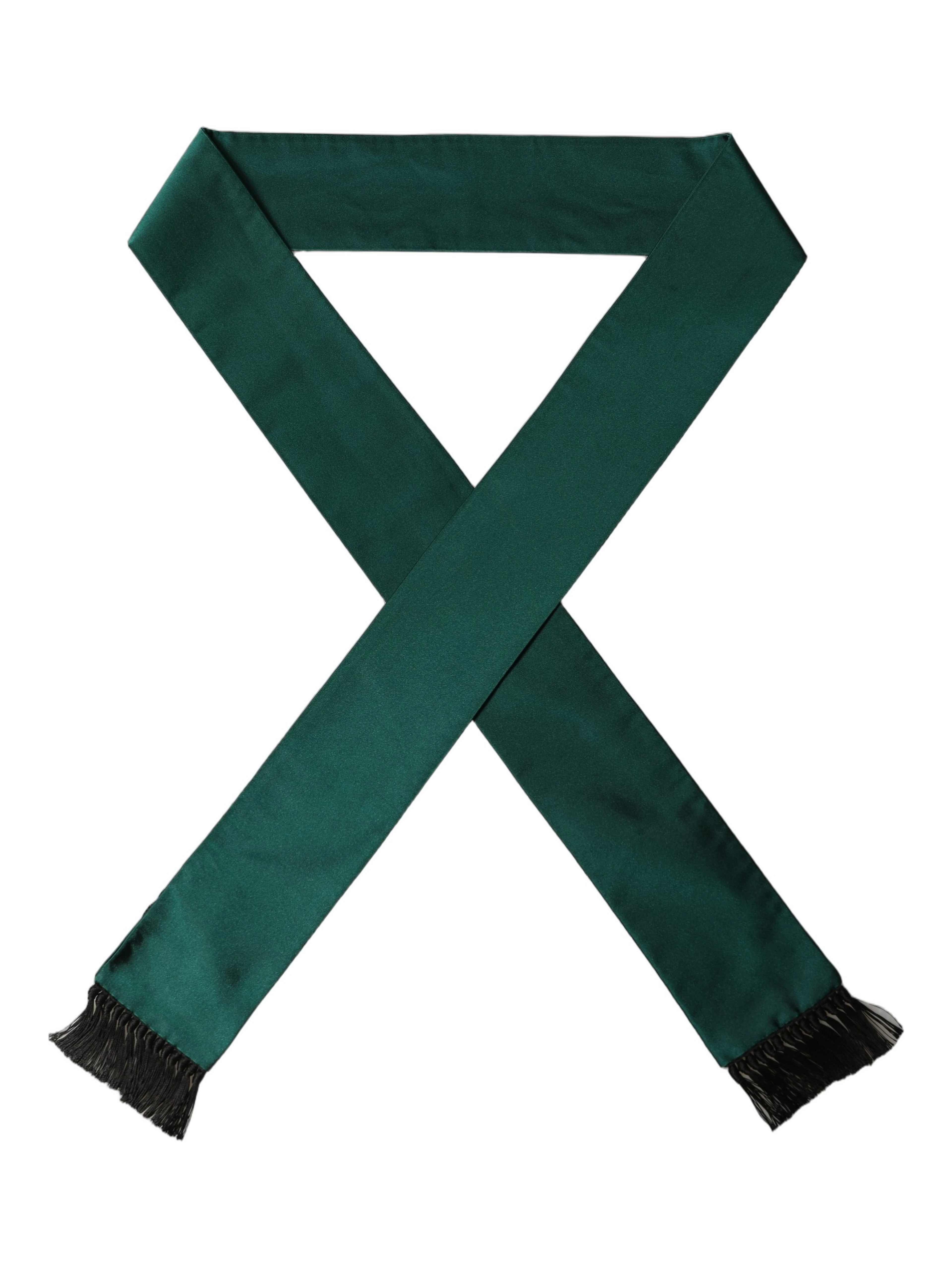Men Green Satin Silk Fringed Lace Stole