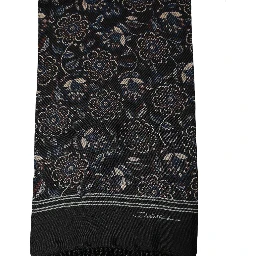 Black Silk Floral Paisley Fringed Shawl Scarf