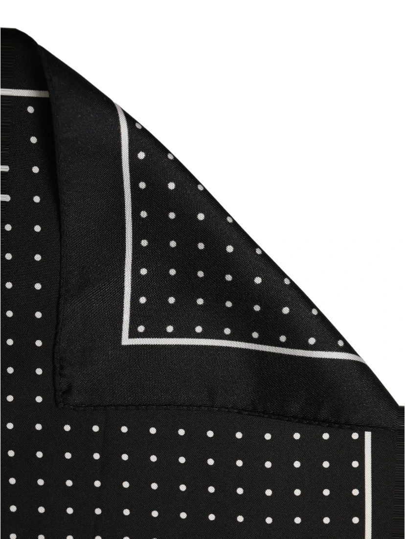 Black Polka Dot Pocket Square Foulard Scarf
