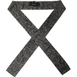Black White Herringbone Tweed Shawl Scarf