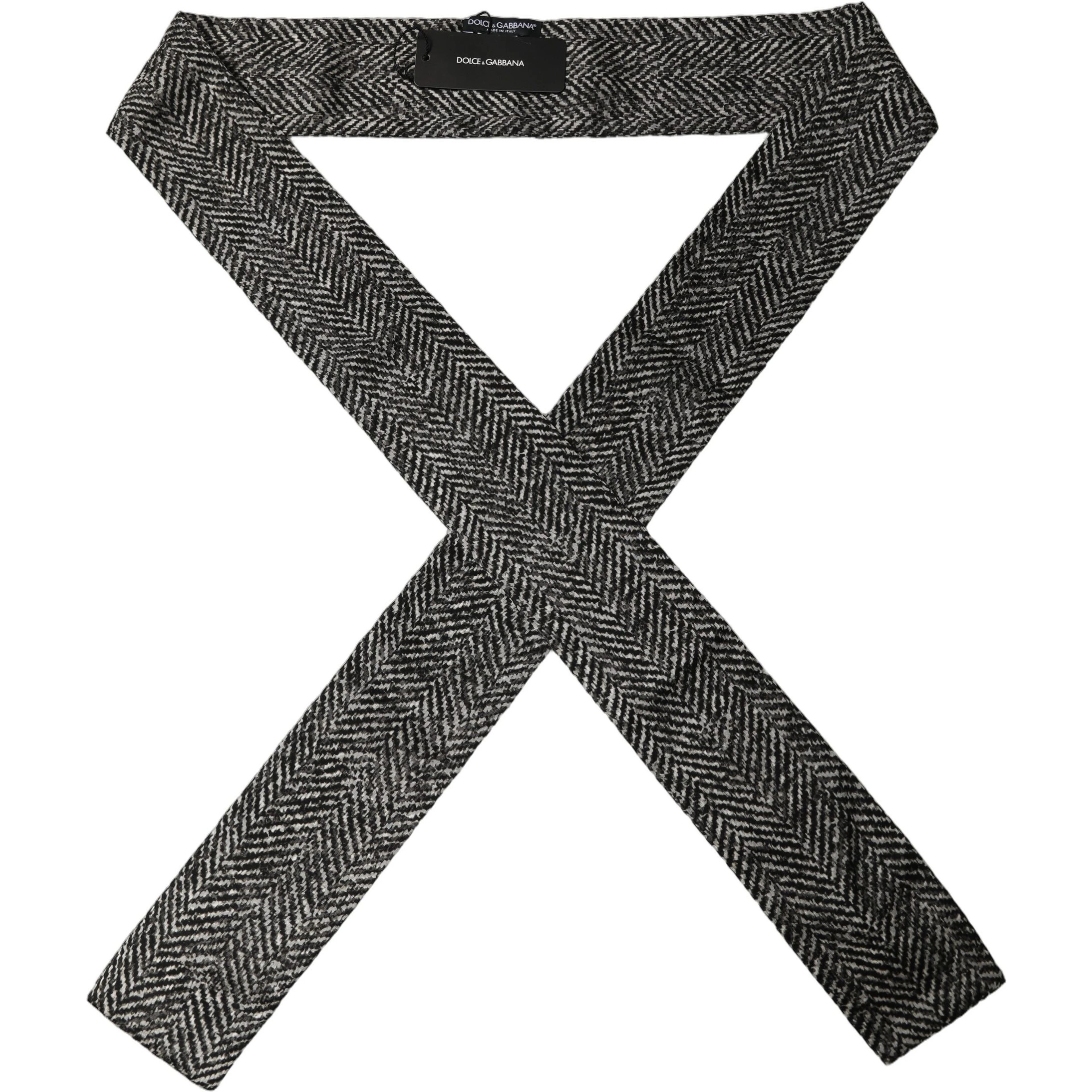Black White Herringbone Tweed Shawl Scarf