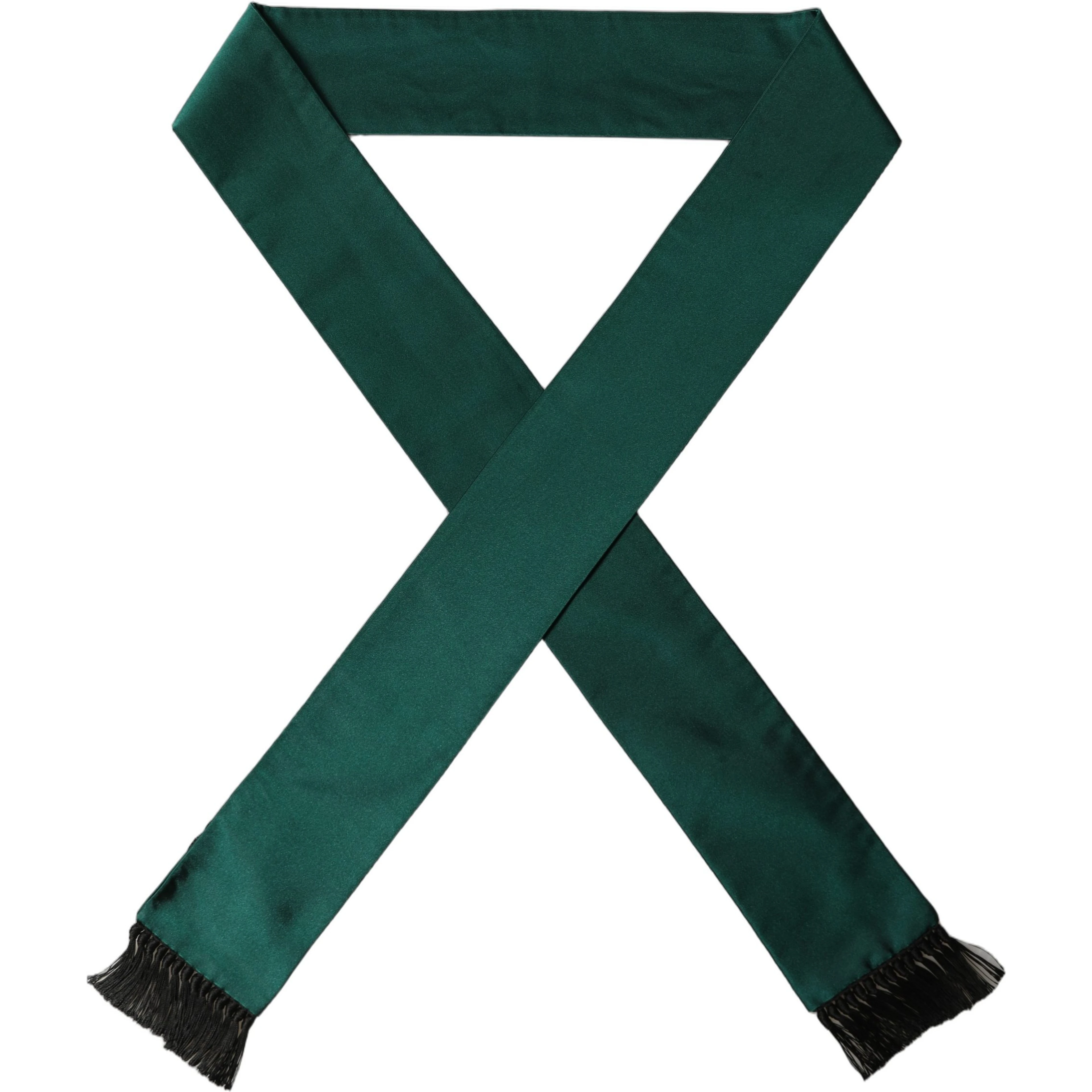 Men Green Satin Silk Fringed Lace Stole