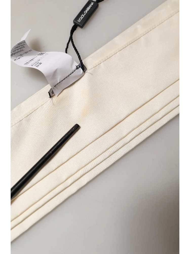 Men Cream Satin Silk Fringed Neck Shawl Scarf