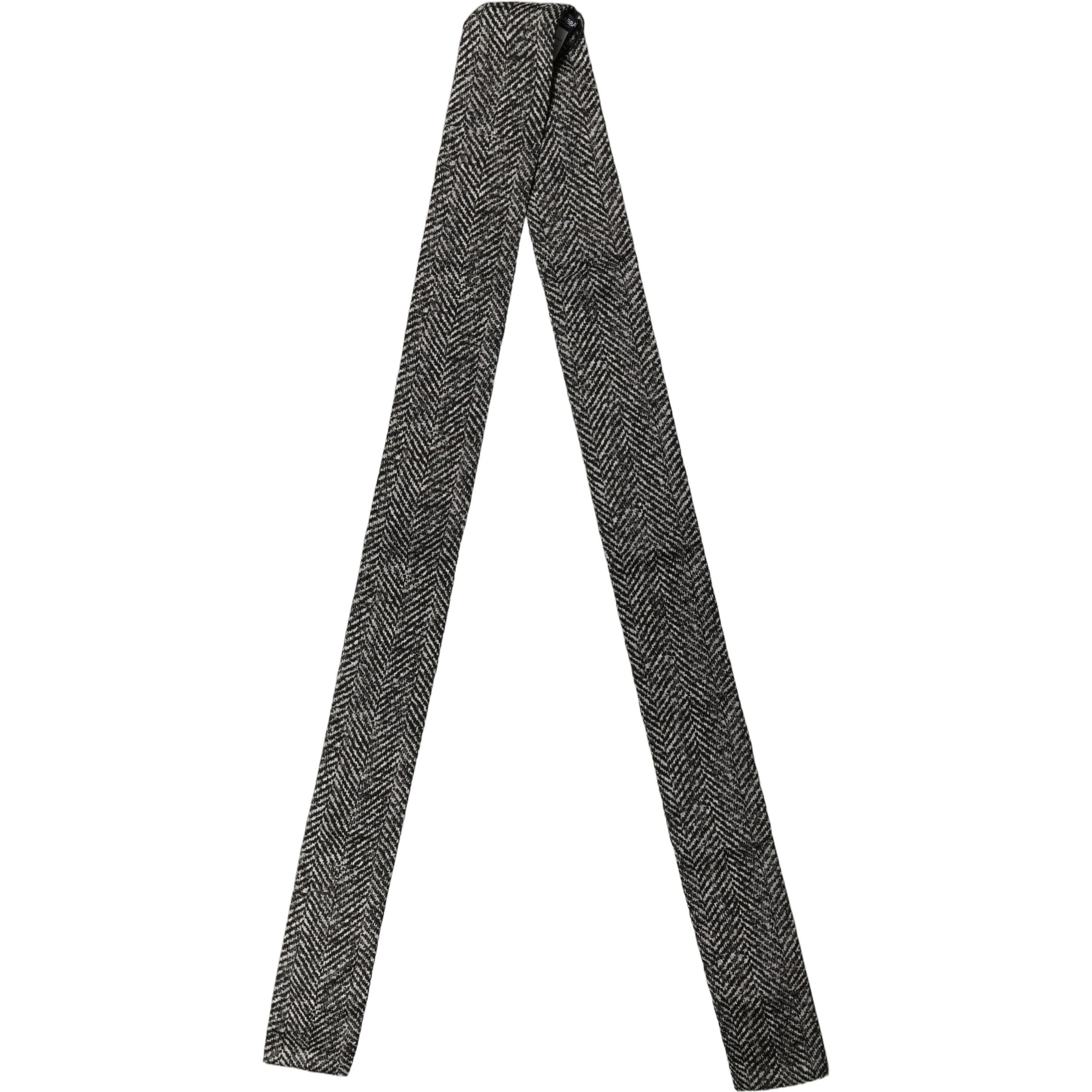 Black White Herringbone Tweed Shawl Scarf