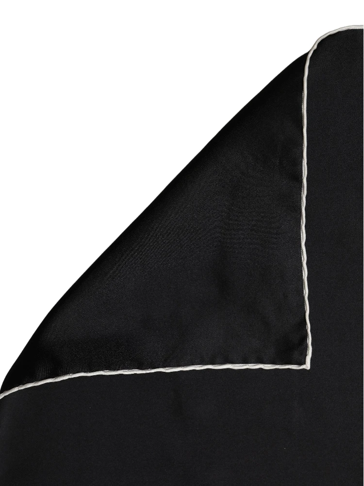 Men Black Silk Pocket Square Foulard Scarf