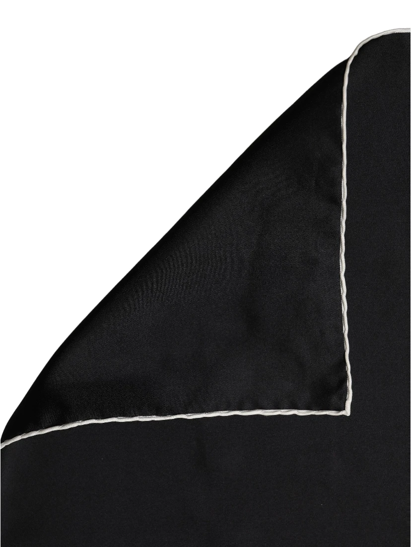 Men Black Silk Pocket Square Foulard Scarf