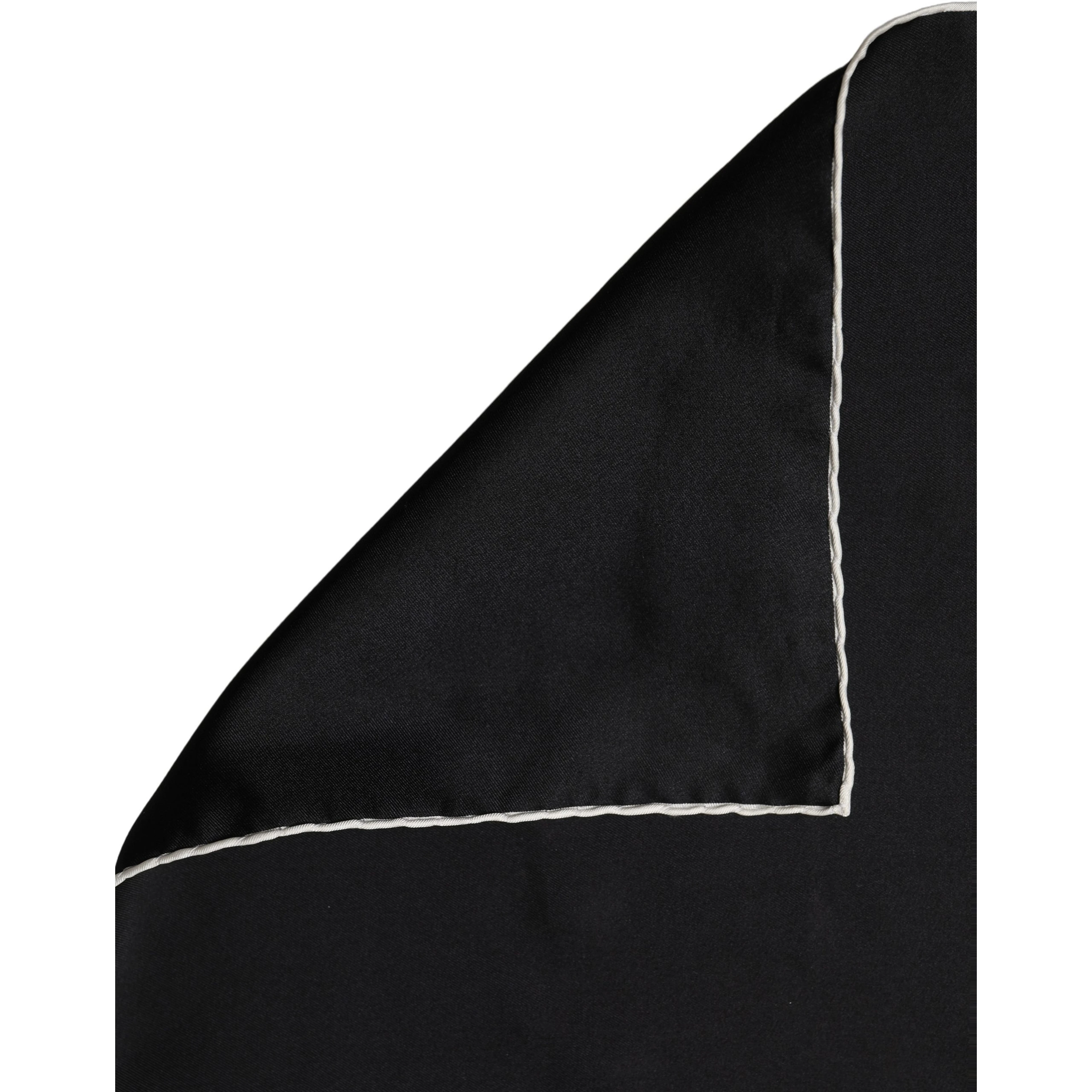 Men Black Silk Pocket Square Foulard Scarf