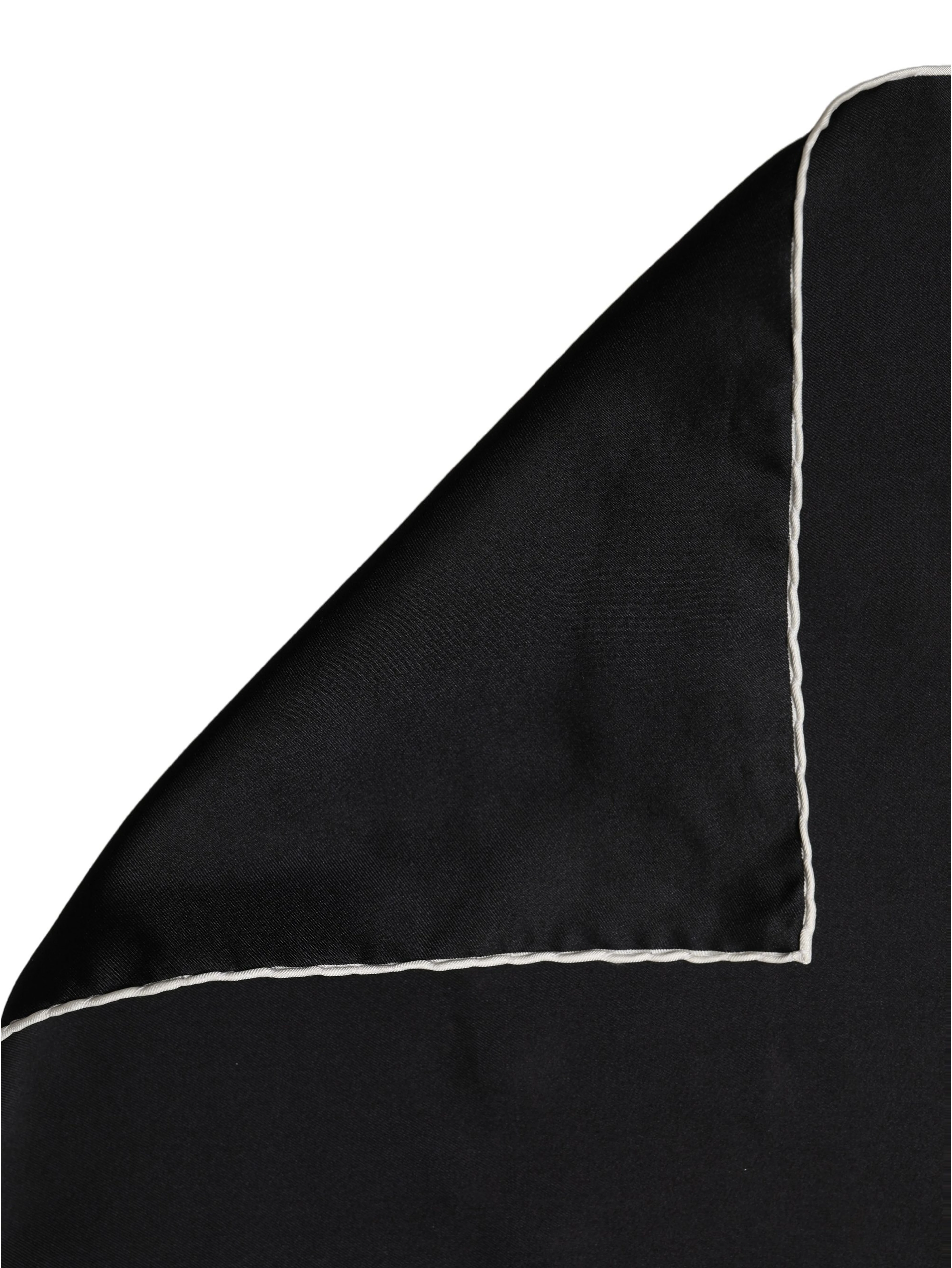 Men Black Silk Pocket Square Foulard Scarf