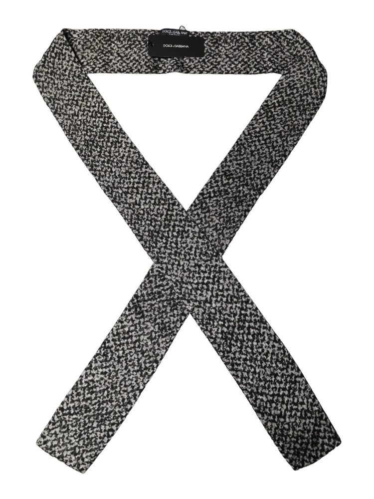 Black White Herringbone Tweed Shawl Scarf
