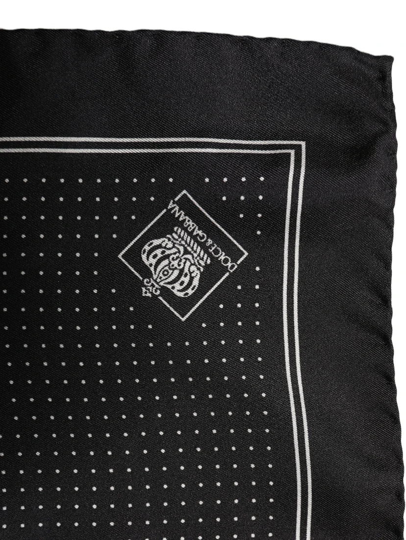 Black Polka Dot Pocket Square Foulard Scarf