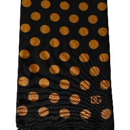 Men Black Orange Polka Dot Fringed Lace Stole Scarf