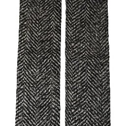 Black White Herringbone Tweed Shawl Scarf
