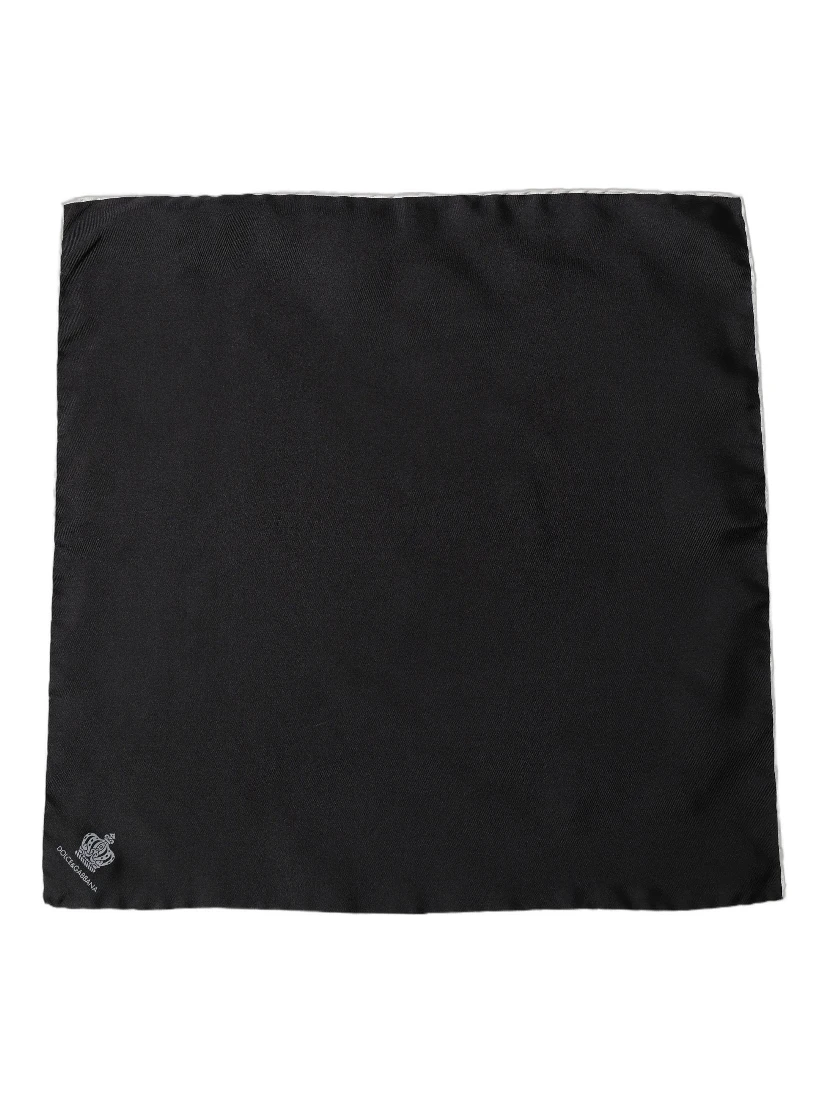 Men Black Silk Pocket Square Foulard Scarf