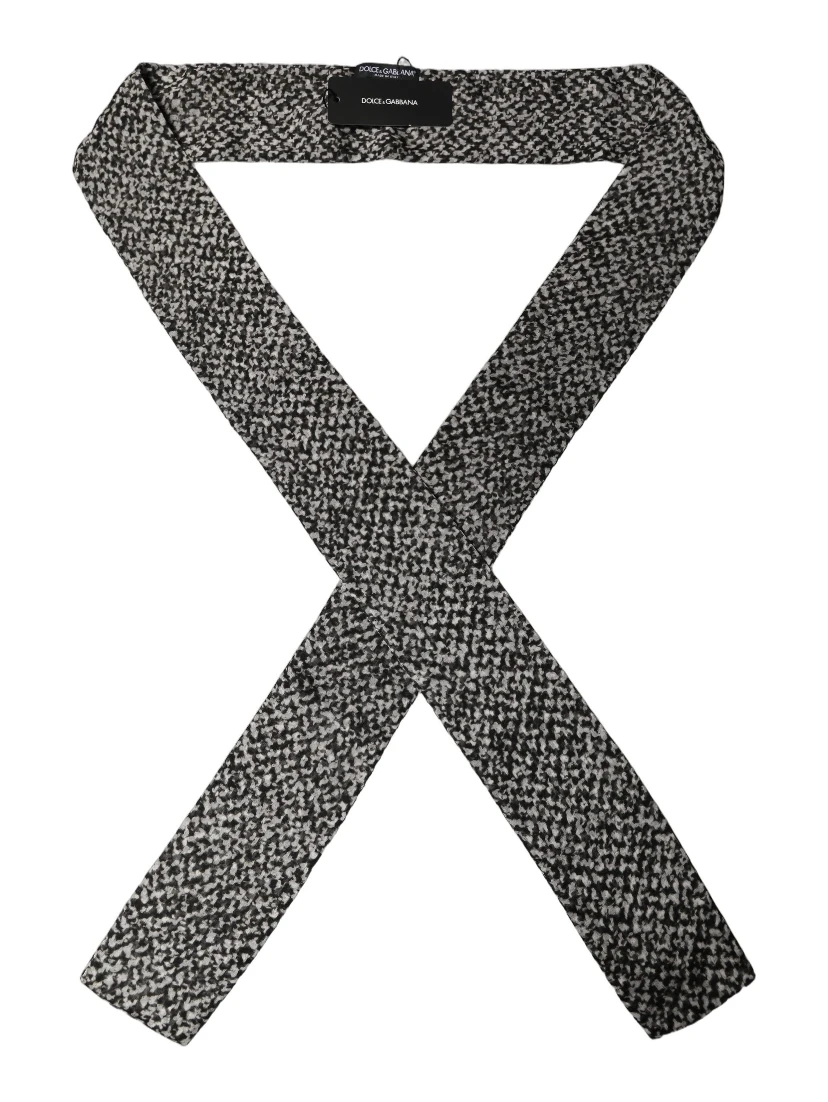 Black White Herringbone Tweed Shawl Scarf