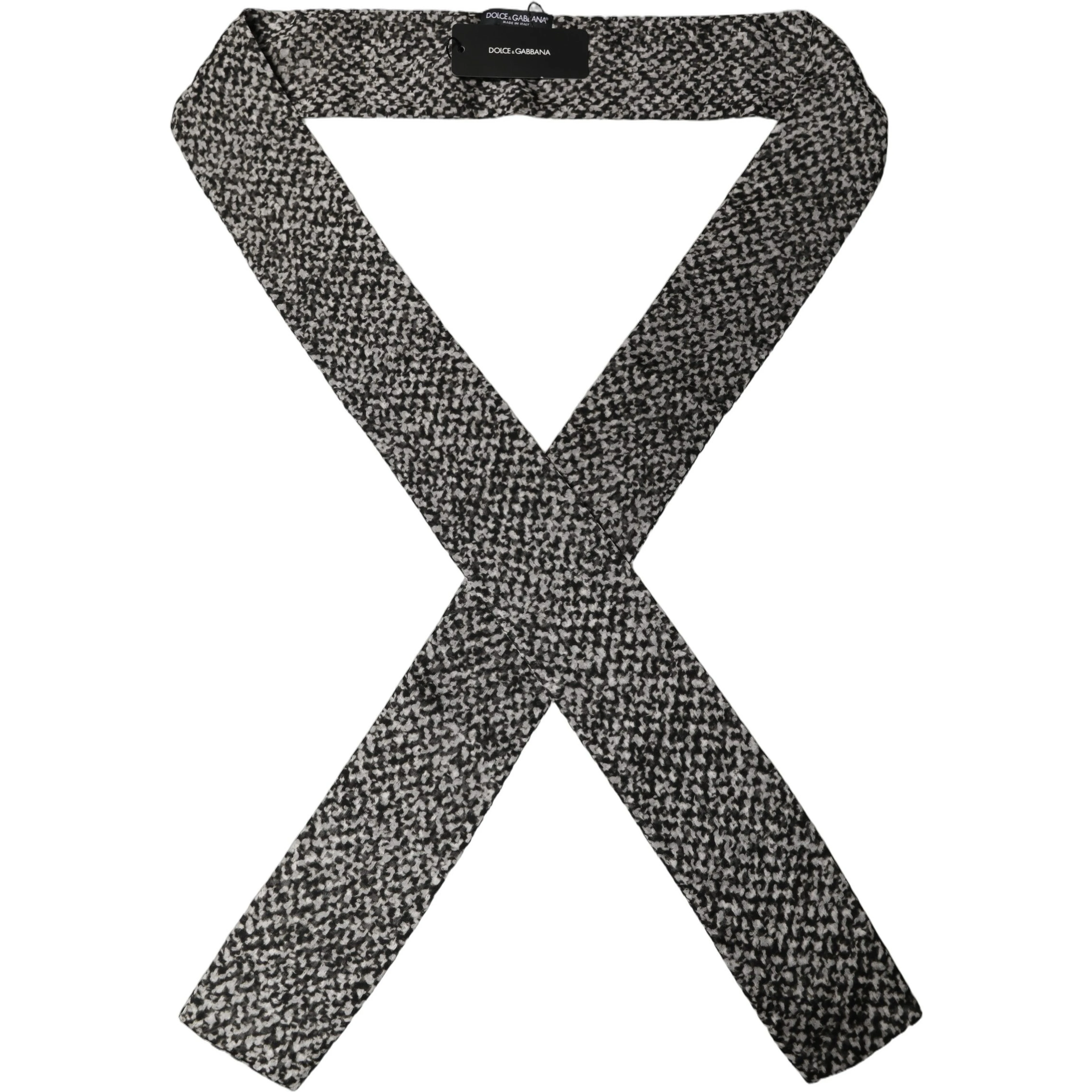 Black White Herringbone Tweed Shawl Scarf